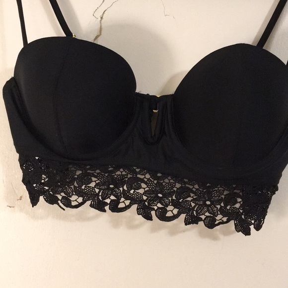 🖤🧡Black Lace Swim Top/Bralette (M) Gold hook🧡🖤 - Picture 2 of 10